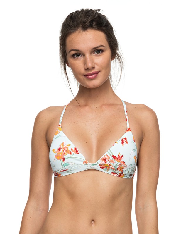 roxy, Strappy Love - Reversible Fixed Triangle Bikini Top, BLEACHED AQUA FRANCO FLORAL (bdr7) 0 Strappy Love - Reversible Fixed Triangle Bikini Top ERJX303436 Roxy