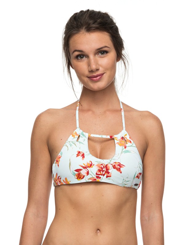 roxy, Strappy Love Crop Bikini Top, BLEACHED AQUA FRANCO FLORAL (bdr7) 0 Strappy Love Crop Bikini Top ERJX303437 Roxy
