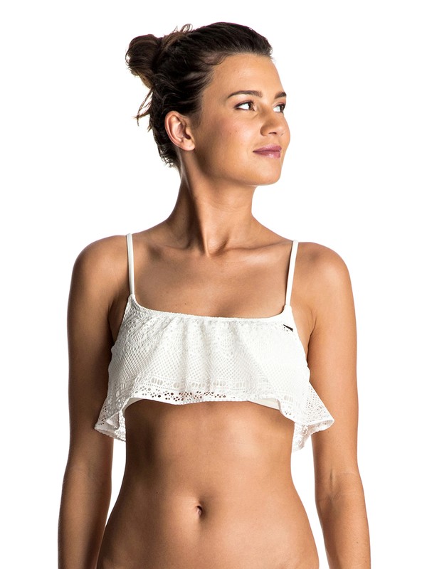 roxy, Surf Bride Flutter Bikini Top, MARSHMELLOW (wbt0) 0 Surf Bride Flutter Bikini Top ERJX303495 Roxy