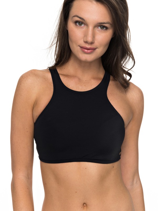 roxy, ROXY Essentials Crop Bikini Top, ANTHRACITE (kvj0) 0 ROXY Essentials Crop Bikini Top ERJX303516 Roxy