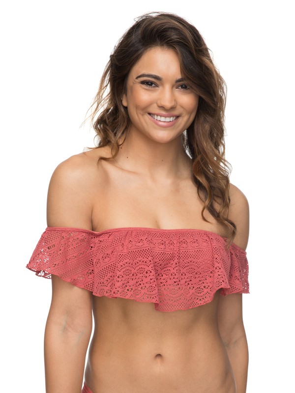 roxy, Surf Bride Off-The-Shoulder Flutter Bikini Top, DUSTY CEDAR (mmr0) 0 Surf Bride Off-The-Shoulder Flutter Bikini Top ERJX303560 Roxy