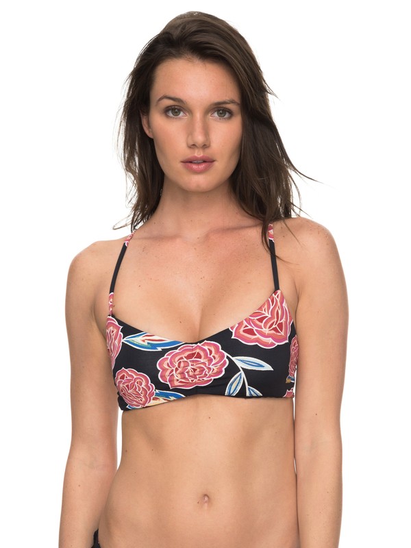 roxy, Softly Love Reversible Athletic Tri Bikini Top, ANTHRACITE MEXICAN ROSES (kvj7) 0 Softly Love Reversible Athletic Tri Bikini Top ERJX303573 Roxy