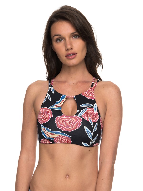 roxy, Softly Love Crop Bikini Top, ANTHRACITE MEXICAN ROSES (kvj7) 0 Softly Love Crop Bikini Top ERJX303575 Roxy