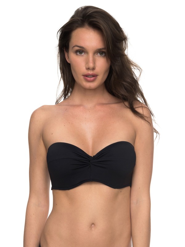 roxy, Softly Love Underwired D-Cup Bandeau Bikini Top, ANTHRACITE (kvj0) 0 Softly Love Underwired D-Cup Bandeau Bikini Top ERJX303577 Roxy