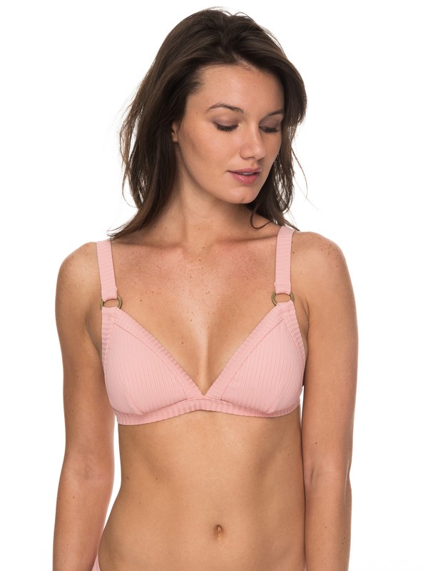 roxy, Waves Only Fixed Tri Bikini Top, ROSE TAN (mhb0) 0 Waves Only Fixed Tri Bikini Top Pink ERJX303593 Roxy