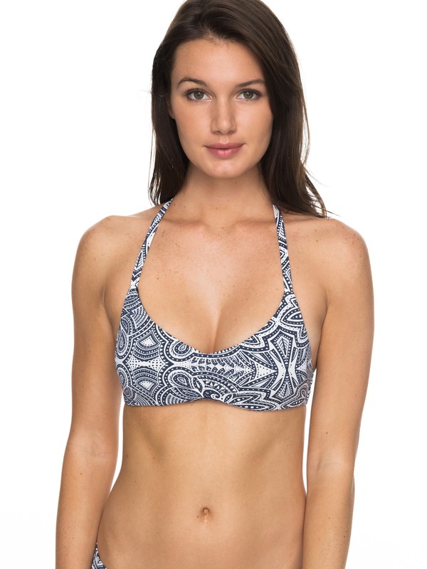 roxy, Girl Of The Sea Athletic Tri Bikini Top, MARSHMALLOW TRIBAL VIBES STRIP (wbt4) 0 Girl Of The Sea Athletic Tri Bikini Top White ERJX303609 Roxy