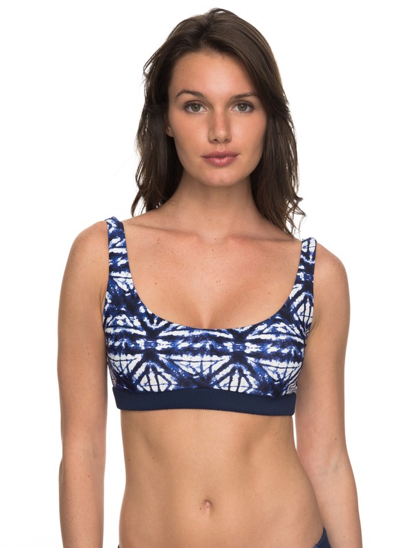 roxy, ROXY Fitness Sporty Bra Bikini Top, DRESS BLUES GEOMETRIC FEELING (btk8) 0 ROXY Fitness Sporty Bra Bikini Top Blue ERJX303622 Roxy