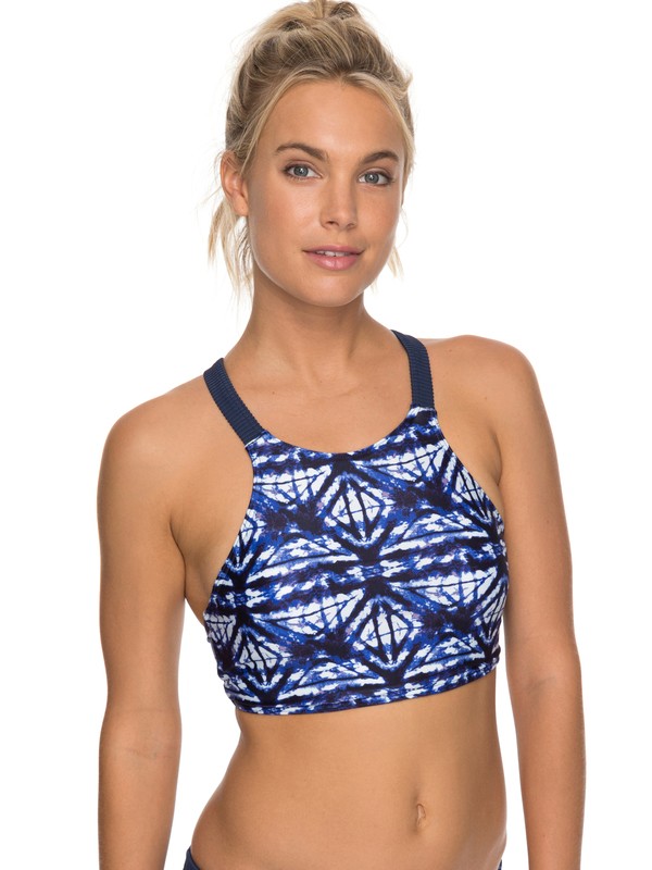 roxy, ROXY Fitness Bikini Top, DRESS BLUES GEOMETRIC FEELING (btk8) 0 ROXY Fitness Bikini Top Blue ERJX303623 Roxy