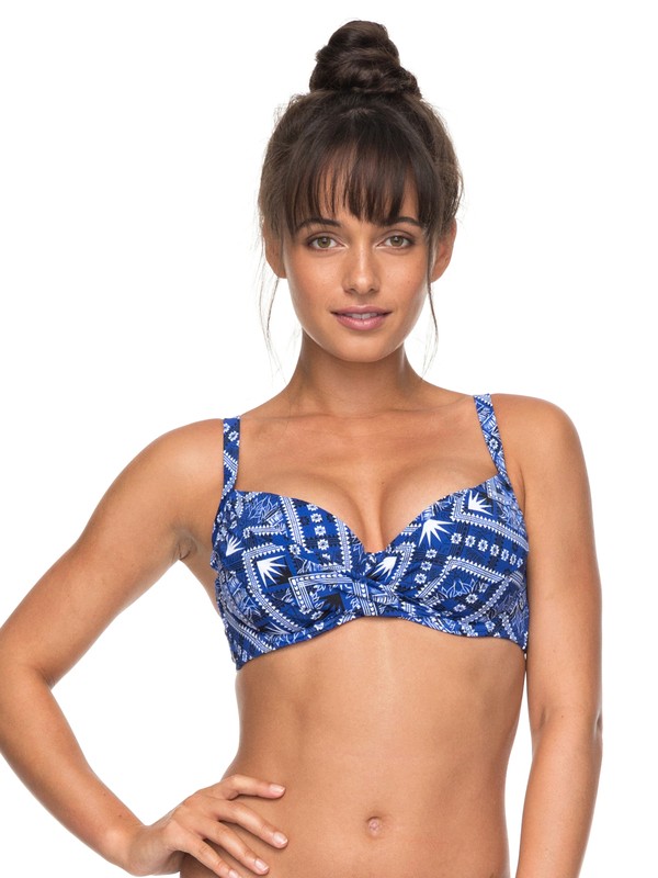 roxy, ROXY Essentials - Haut de bikini bonnet D pour Femme, SURF THE WEB SPORT BANDANA (prm6) 0 ROXY Essentials - Haut de bikini bonnet D pour Femme Bleu ERJX303654 Roxy