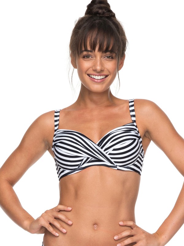 roxy, ROXY Essentials D-Cup Bra Bikini Top, BRIGHT WHITE BASIC STRIPE (wbb3) 0 ROXY Essentials D-Cup Bra Bikini Top ERJX303654 Roxy