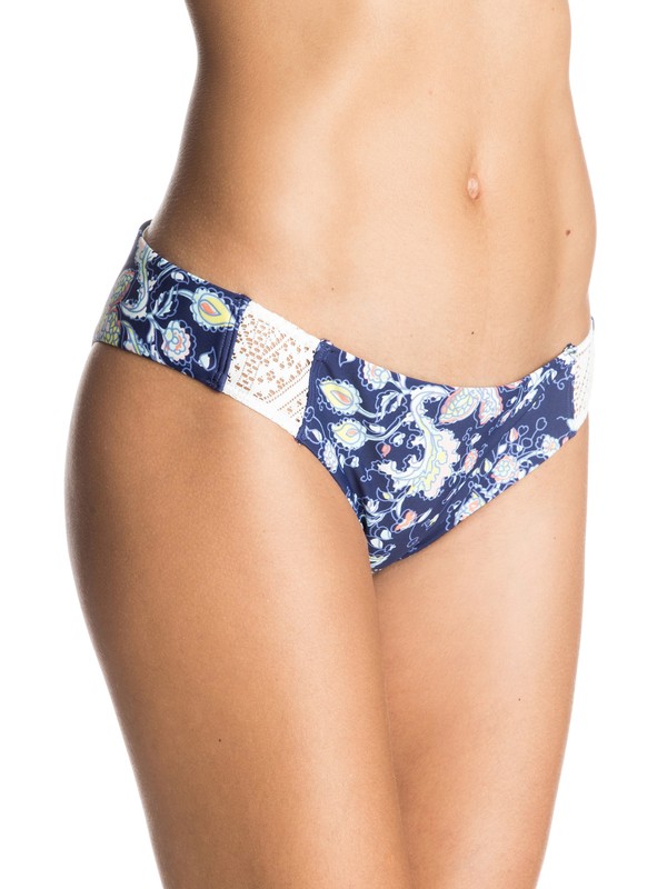 roxy, Flower Game Surfer Bikini Bottoms, PAISLEY SONG COMBO SAILOR BLUE (bsq6) 0 Flower Game Surfer Bikini Bottoms ERJX403076 Roxy