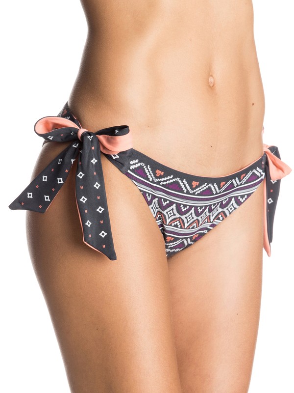 roxy, ROXY Boho Reversible Knotted Mini Bikini Bottoms, GYPSY BORDER COMBO COAL (kry6) 0 ROXY Boho Reversible Knotted Mini Bikini Bottoms ERJX403102 Roxy