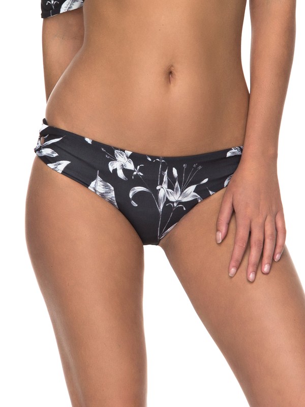 roxy, Strappy Love Reversible 70's Lace Up Bikini Bottoms, ANTHRACITE LOVE LETTER (kvj8) 0 Strappy Love Reversible 70's Lace Up Bikini Bottoms Black ERJX403481 Roxy