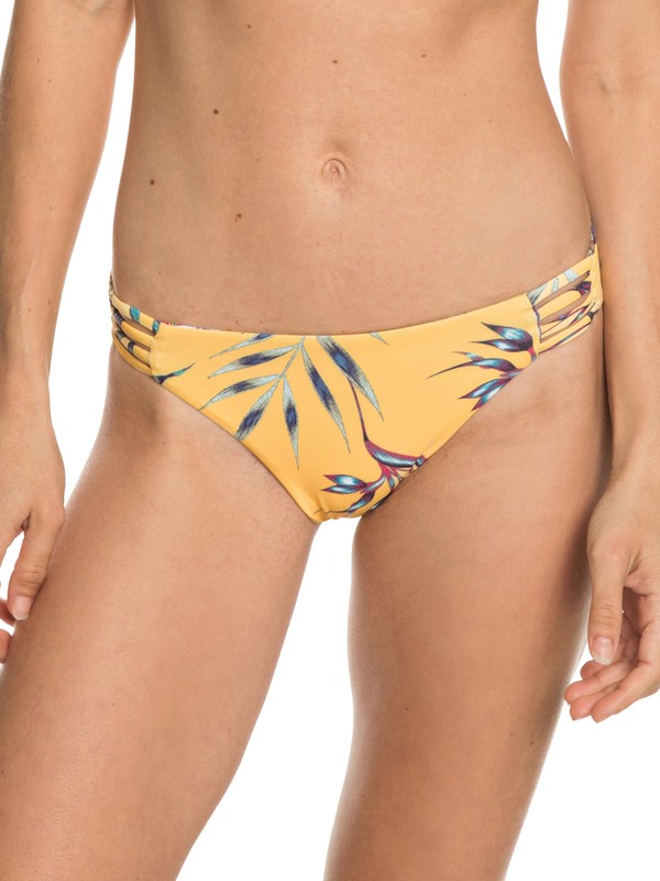 roxy, Softly Love Reversible 70s Bikini Bottoms, BUFF YELLOW SWIM STORMY FLOWER (ygf6) 0 Softly Love Reversible 70s Bikini Bottoms Yellow ERJX403575 Roxy