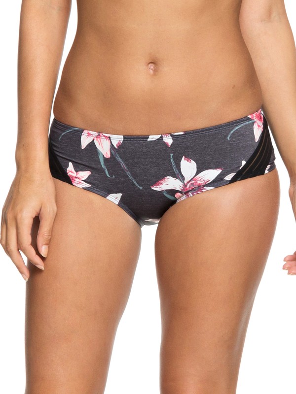 roxy, ROXY Fitness Shorty Bikini Bottoms, CHARCOAL HEATHER FLOWER FIELD (kpg7) 0 ROXY Fitness Shorty Bikini Bottoms Black ERJX403625 Roxy