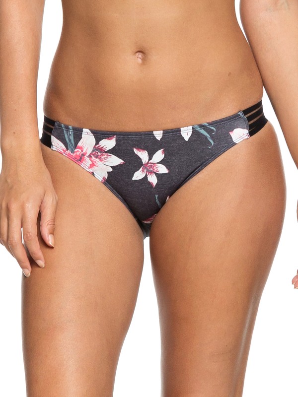 roxy, ROXY Fitness Regular Bikini Bottoms, CHARCOAL HEATHER FLOWER FIELD (kpg7) 0 ROXY Fitness Regular Bikini Bottoms Black ERJX403632 Roxy