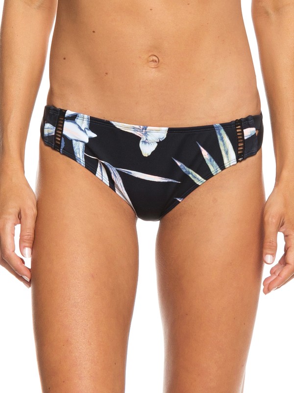 roxy, Find Your Wild Moderate Bikini Bottoms, TRUE BLK DELICATE FLOWERS S (kvj7) 0 Find Your Wild Moderate Bikini Bottoms Black ERJX403662 Roxy