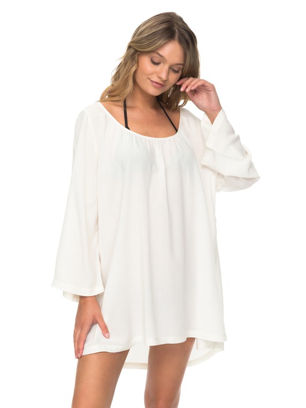 roxy, Smile And Surf - 3/4 Sleeve Dress, MARSHMALLOW (wbt0) 0 Smile And Surf - 3/4 Sleeve Dress White ERJX603103 Roxy