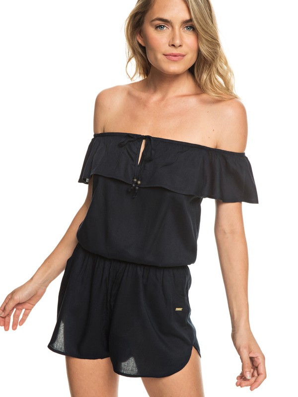 roxy, Western Holiday Off The Shoulder Romper, ANTHRACITE (kvj0) 0 Western Holiday Off The Shoulder Romper Black ERJX603112 Roxy
