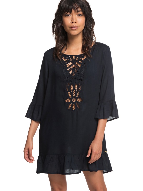 roxy, Goldy Soul 3/4 Sleeve Dress, TRUE BLACK (kvj0) 0 Goldy Soul 3/4 Sleeve Dress Black ERJX603125 Roxy