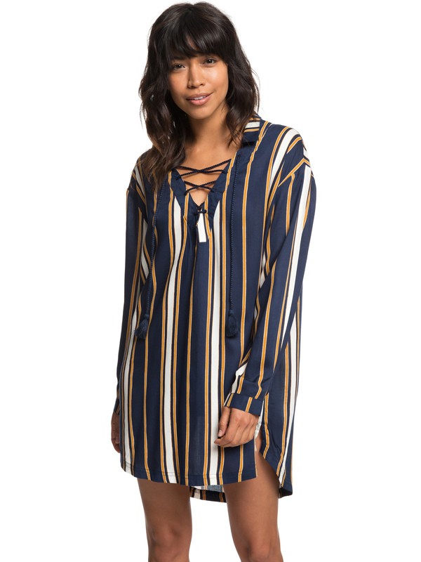 roxy, Lonely For You - Robe chemise manches longues pour Femme, MEDIEVAL BLUE MACY STRIPE SWIM (bte3) 0 Lonely For You - Robe chemise manches longues pour Femme Bleu ERJX603139 Roxy