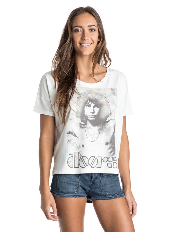 roxy, ROXY Band Collab The Doors Floral Tee, SEA SPRAY (wbs0) 0 ROXY Band Collab The Doors Floral Tee ERJZT03322 Roxy