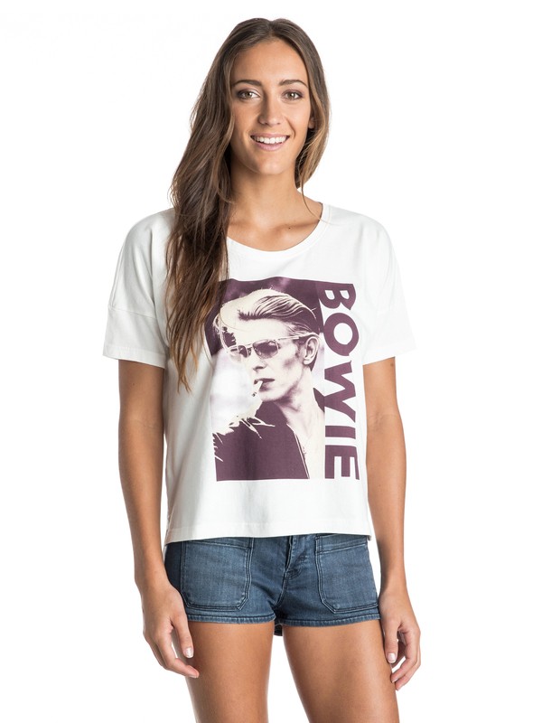 roxy, ROXY Band Collab Bowie Faded Smoke Tee, SEA SPRAY (wbs0) 0 ROXY Band Collab Bowie Faded Smoke Tee ERJZT03326 Roxy