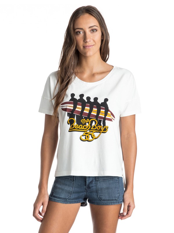 roxy, ROXY Band Collab Beach Boys Tee, SEA SPRAY (wbs0) 0 ROXY Band Collab Beach Boys Tee ERJZT03334 Roxy