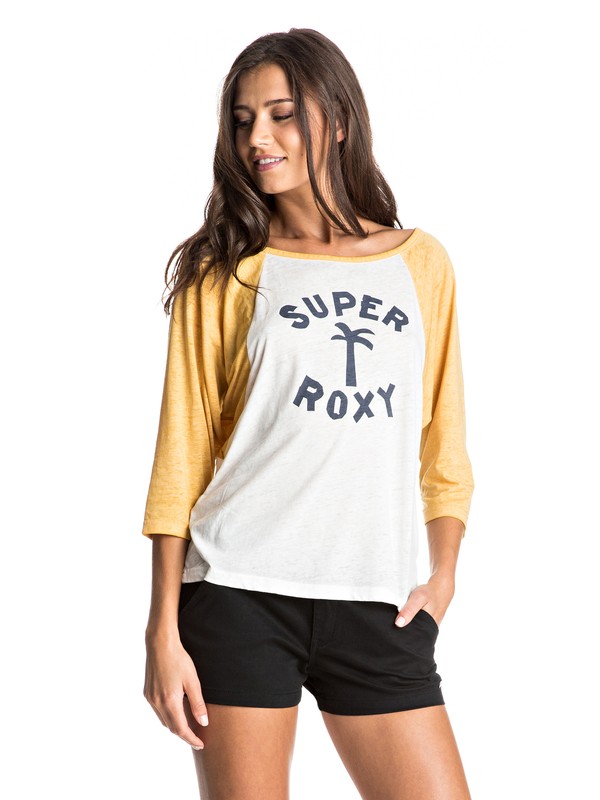 roxy, Surfer Dude ROXY Super 3/4 Sleeve Raglan Tee, GOLDEN APRICOT (yjh0) 0 Surfer Dude ROXY Super 3/4 Sleeve Raglan Tee ERJZT03918 Roxy