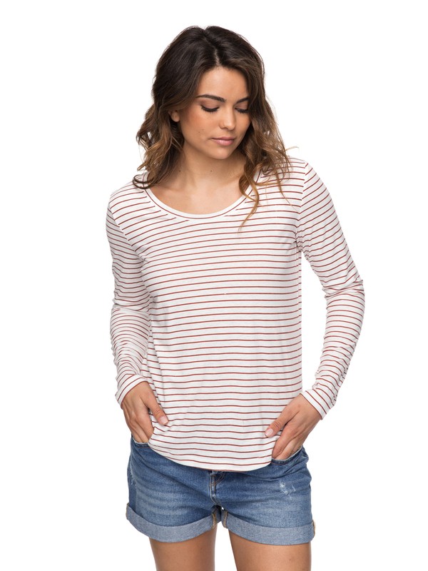 roxy, Just Simple Stripe - T shirt manches longues pour Femme, TANDOORI SPICE JUST SIMPLE STR (npq3) 0 Just Simple Stripe - T shirt manches longues pour Femme Orange ERJZT04014 Roxy