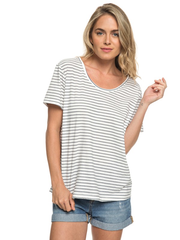 roxy, Just Simple Stripe - T-Shirt, DRESS BLUE JUST SIMPLE STRIPE (btk3) 0 Just Simple Stripe - T-Shirt Blue ERJZT04056 Roxy