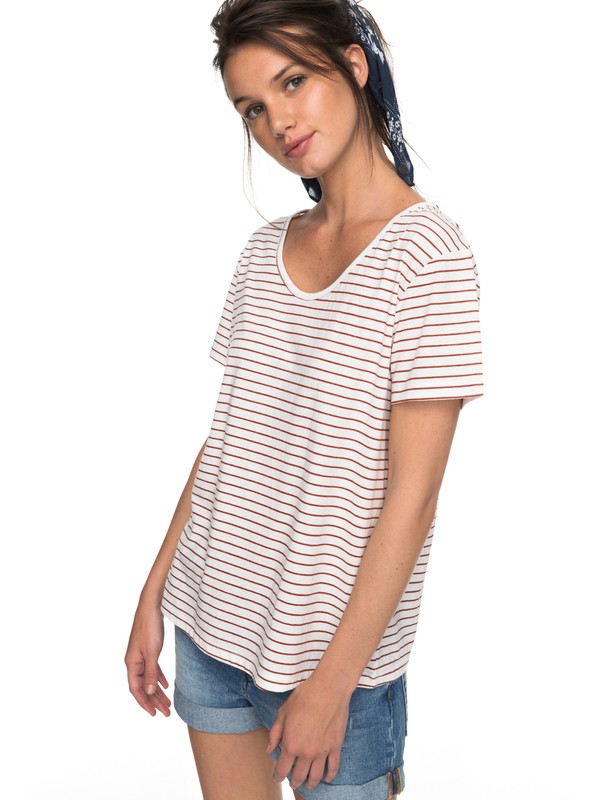 roxy, Just Simple Stripe - T-Shirt for Women, TANDOORI SPICE JUST SIMPLE STR (npq3) 0 Just Simple Stripe - T-Shirt for Women Orange ERJZT04056 Roxy