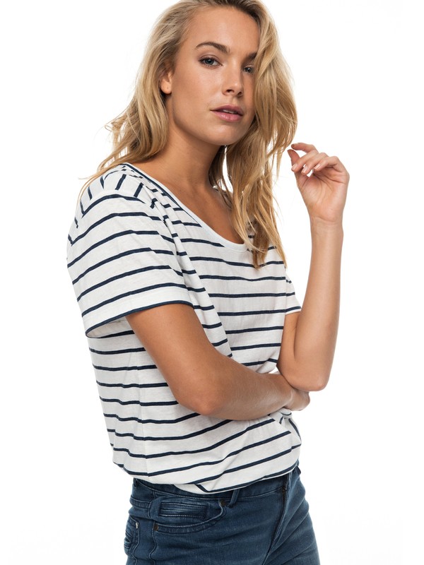 roxy, Just Simple Stripe - T Shirt col rond, MARSHMALLOW LEXI STRIPE (wbt5) 0 Just Simple Stripe - T Shirt col rond ERJZT04056 Roxy