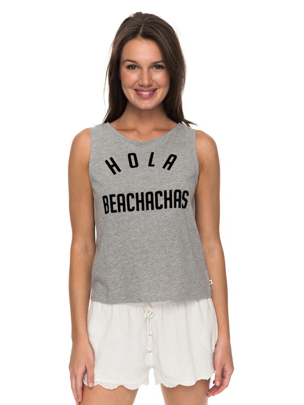 roxy, Bimbaam Beachachas Cropped Tank Top, HERITAGE HEATHER (sgrh) 0 Bimbaam Beachachas Cropped Tank Top ERJZT04127 Roxy