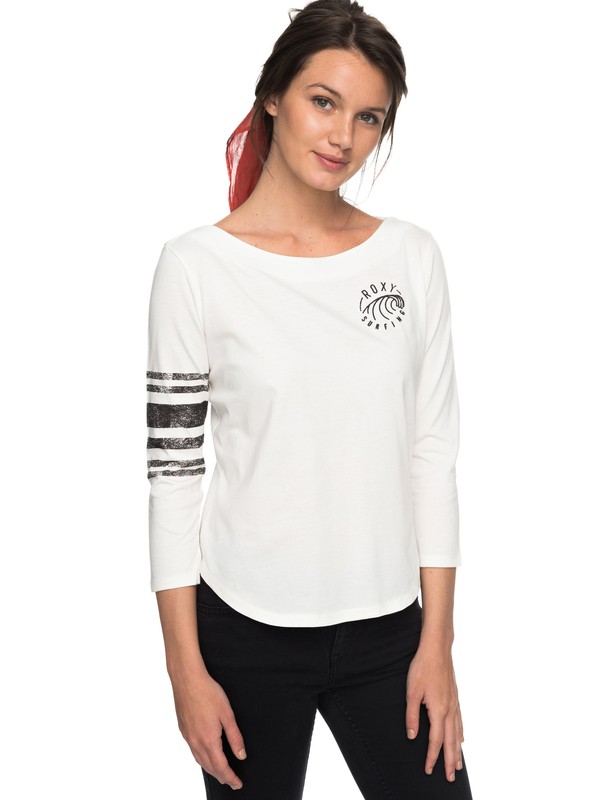 roxy, Soul Club A - T shirt manches longues col V pour Femme, MARSHMALLOW (wbt0) 0 Soul Club A - T shirt manches longues col V pour Femme Blanc ERJZT04195 Roxy