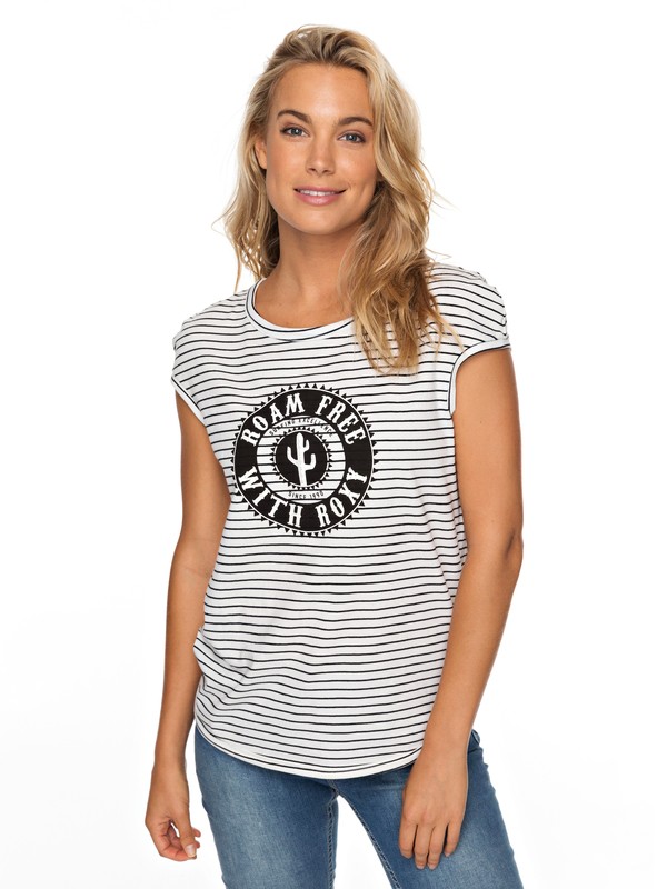 roxy, Shades Of Cool Cap Sleeve Tee, ANTHRACITE COOL STRIPE (kvj3) 0 Shades Of Cool Cap Sleeve Tee Black ERJZT04296 Roxy