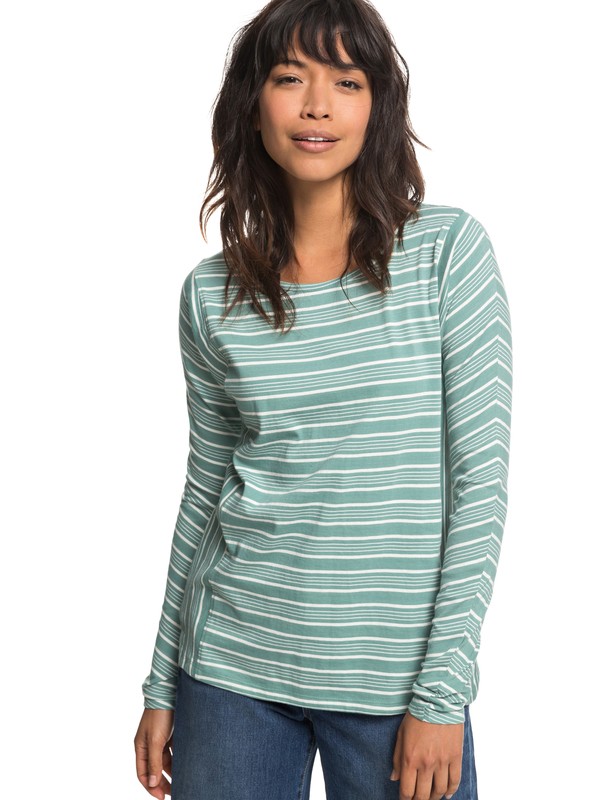 roxy, Song For You - Top a maniche lunghe da Donna, TRELLIS HORIZONTAL STRIPES (bkw3) 0 Song For You - Top a maniche lunghe da Donna Blue ERJZT04342 Roxy