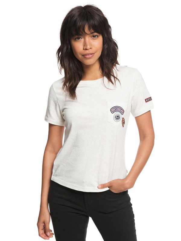 roxy, Frosty Garden Pocket Tee, MARSHMALLOW (wbt0) 0 Frosty Garden Pocket Tee White ERJZT04360 Roxy