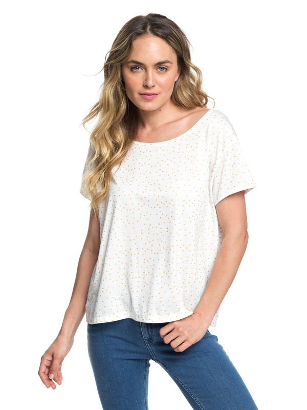 roxy, My Own Sun A - Maglietta da Donna, MARSHMALLOW DOTS FOR GOLD (xwwy) 0 My Own Sun A - Maglietta da Donna White ERJZT04407 Roxy