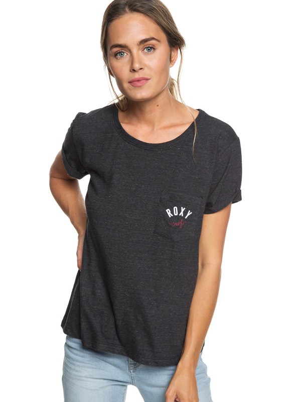 roxy, Wake Up And Surf A Pocket Tee, TRUE BLACK (kvj0) 0 Wake Up And Surf A Pocket Tee Black ERJZT04445 Roxy