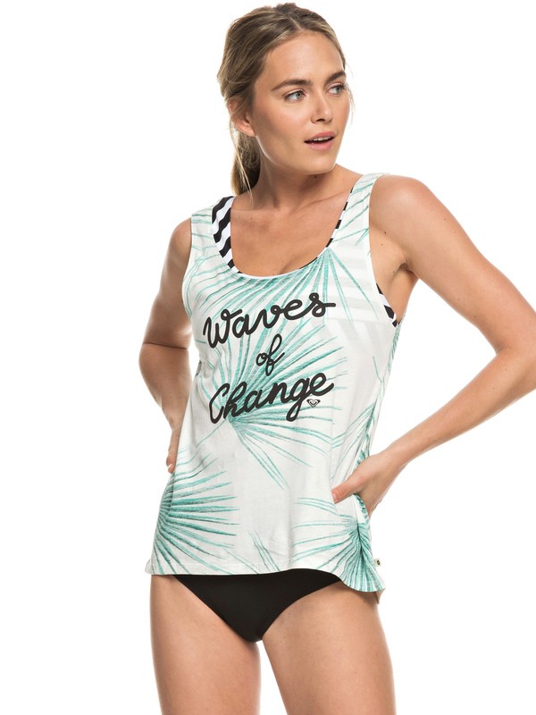 roxy, POP Surf C - Débardeur pour Femme, MARSHMALLOW PALM POP SURF (xwwg) 0 POP Surf C - Débardeur pour Femme Blanc ERJZT04511 Roxy