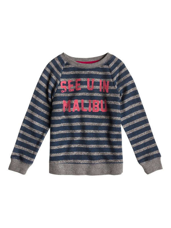 roxy, Girls 2-6 Believe Printed A Sweatshirt, LETISTRIPECOMBO DARKDENIM BRQ3 (brq3) 0 Girls 2-6 Believe Printed A Sweatshirt ERLFT03007 Roxy
