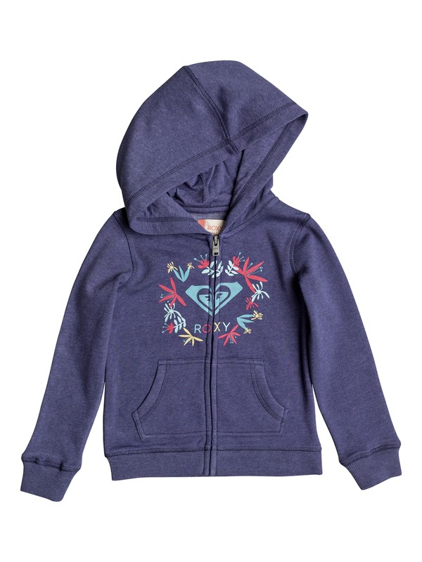 roxy, Girls 2-6 Autumn Wind Flower Logo Zip Up Hoodie, DEEP COBALT (bre0) 0 Girls 2-6 Autumn Wind Flower Logo Zip Up Hoodie ERLFT03139 Roxy