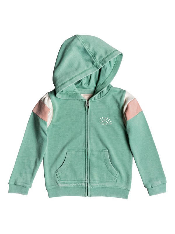 roxy, Girl's 2-6 Beach In Hawaii Sunshine Society Zip-Up Hoodie, FELDSPAR (gjg0) 0 Girl's 2-6 Beach In Hawaii Sunshine Society Zip-Up Hoodie Green ERLFT03164 Roxy