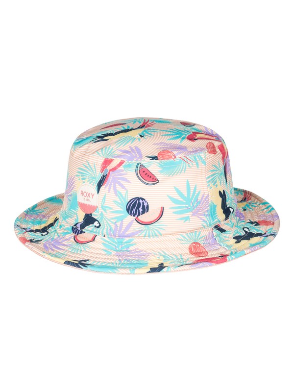 roxy, Hey Cuties Bucket Hat, TROPICAL PEACH PARROTS ISLAND (mdr6) 0 Hey Cuties Bucket Hat Pink ERLHA03038 Roxy