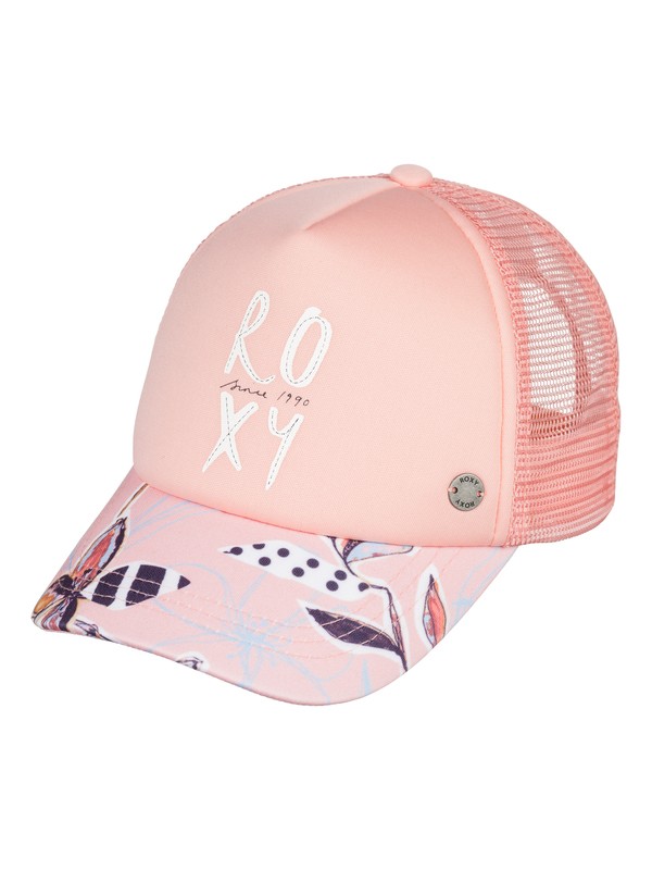 roxy, Girls 2-6 Sweet Emotion Trucker Hat, CORAL ALMOND TRELLIS CLIMB SWI (mgl7) 0 Girls 2-6 Sweet Emotion Trucker Hat Pink ERLHA03047 Roxy