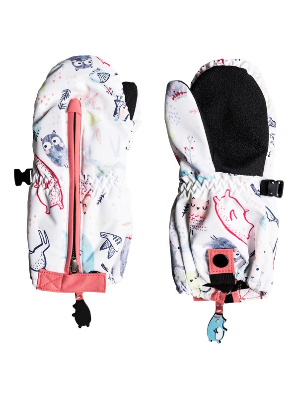 roxy, Girl's 2-6 Snow's Up Snowboard/Ski Mittens, BRIGHT WHITE_ANIMALS PARTY (wbb9) 0 Girl's 2-6 Snow's Up Snowboard/Ski Mittens White ERLHN03005 Roxy