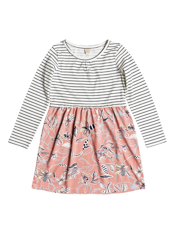 roxy, Meet An Angel - Long Sleeve Dress for Girls 2-7, CORAL ALMOND TRELLIS CLIMB (mgl6) 0 Meet An Angel - Long Sleeve Dress for Girls 2-7 Pink ERLKD03053 Roxy