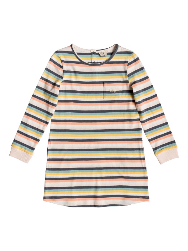roxy, Girl's 2-6 White Paradise Long Sleeve T-Shirt Dress, SALMON CANDY STRIPES (mfg3) 0 Girl's 2-6 White Paradise Long Sleeve T-Shirt Dress Pink ERLKD03061 Roxy
