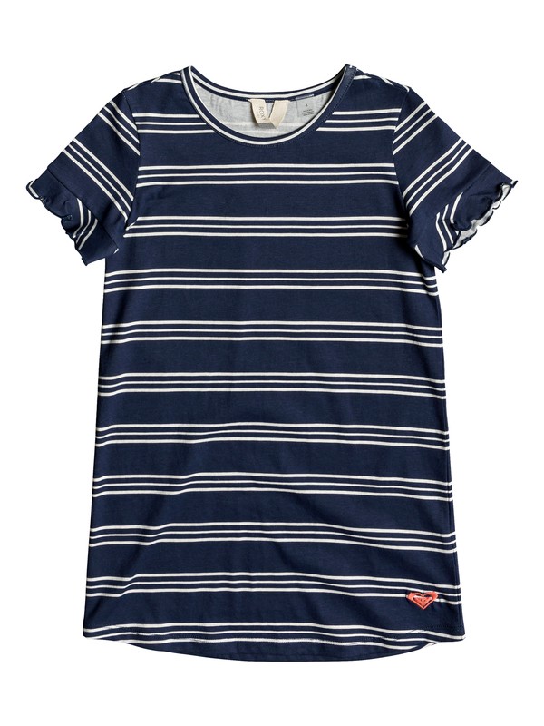 roxy, Girl's 2-6 Second Sun Short Sleeve T-Shirt Dress, DRESS BLUES MUSICAL STRIPES (btk5) 0 Girl's 2-6 Second Sun Short Sleeve T-Shirt Dress Blue ERLKD03064 Roxy